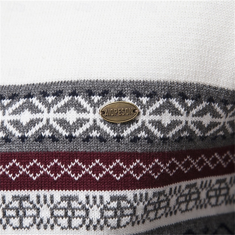 New Autumn High Quality Zipper Pullers Men Warm Winter Cotton Sweaters for Men Ethnic Patterns Casual Mens Sweater4
