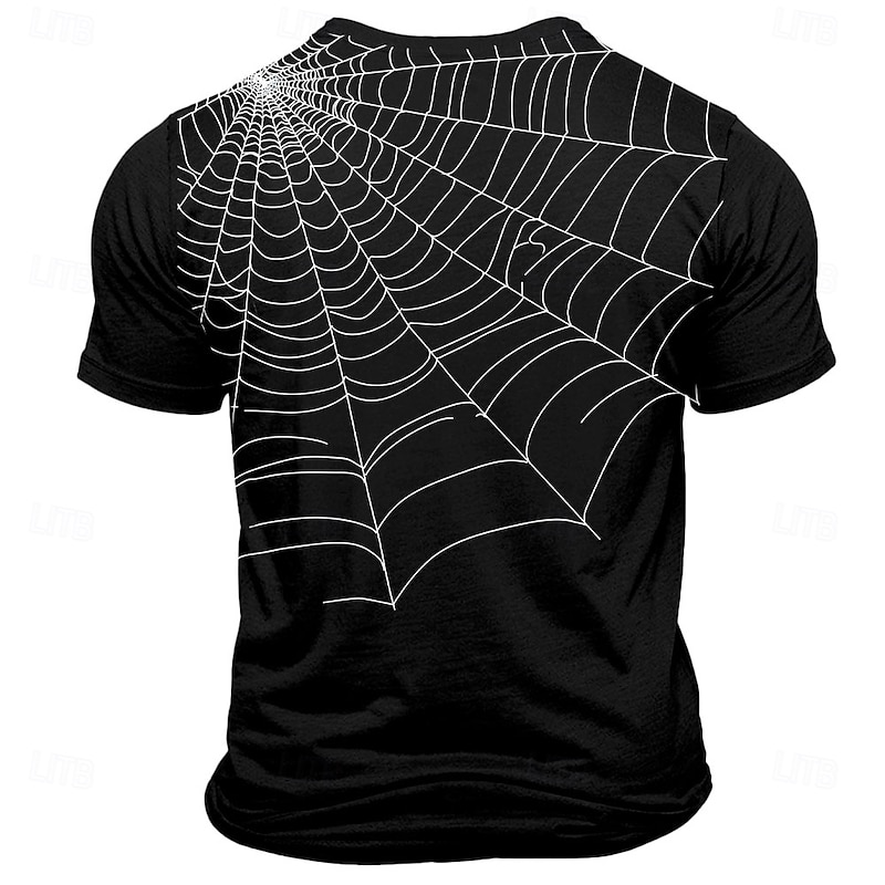 Halloween Men's Spider web T Shirt Short Sleeve T shirt 3D Print Crew Neck Shirt Fashion Athleisure Street Sports Outdoor Black Summer Spring Clothing Apparel S M L XL XXL XXXL3