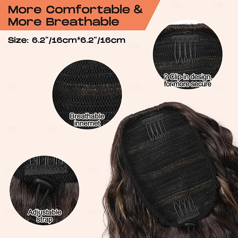 Ponytail Extension, 14" Short Wavy Drawstring Ponytail Lightweight Multi Layered Fake Pony Tails Hair Extensions Natural Soft Clip in Hair Extensions Ponytail3