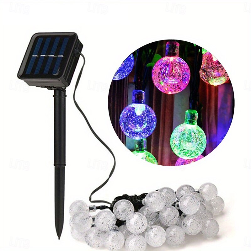 Elegant Wedding Reception Party Solar Bubble Ball Light String Halloween Christmas Wedding Party Atmosphere Decoration Light String 5M-20Leds/7M-50Leds/12M-100Leds4