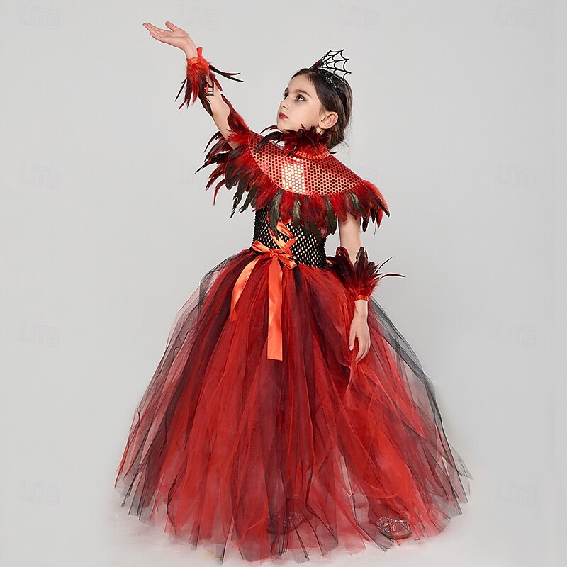 Witch Vampire Scarlet Witch Halloween Outfits Fancy Costume Walpurgis Night Kid's Girls' Carnival Performance Party Easy Halloween Costumes Dress Up2