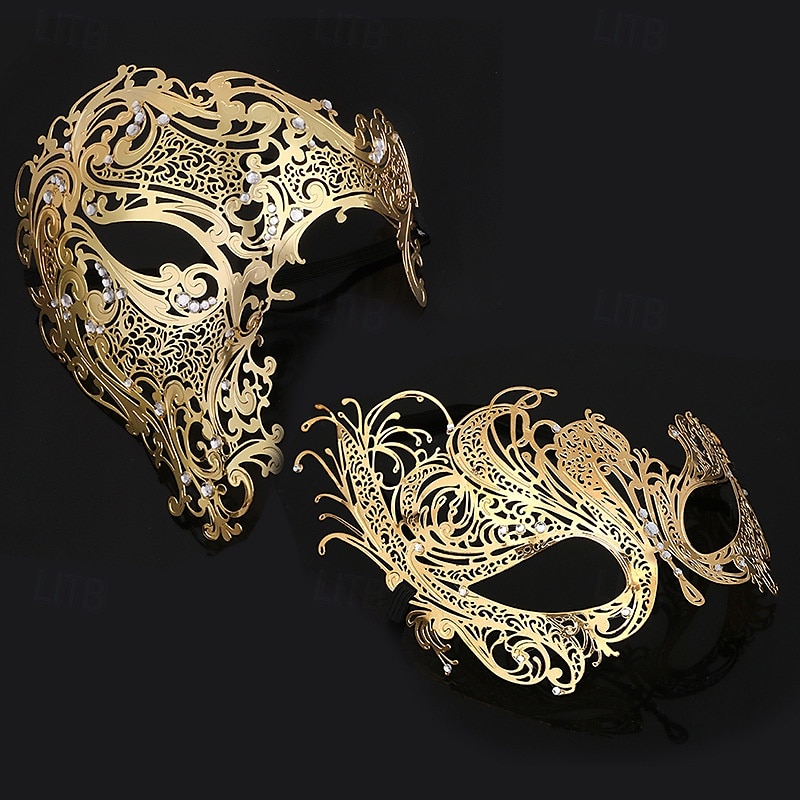Goddess Roman Couples Mask Venetian Mask Adults Men's Women's Metal Finish Sexy Costume Party Masquerade Halloween Carnival Mardi Gras Easy Carnival Costume