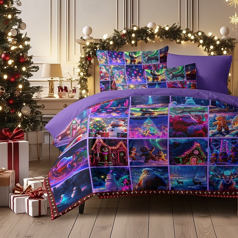 Christmas Duvet Cover Festive Holiday Christmas Comforter Set Full Includes Duvet Cover and Pillowcases Perfect for Adding Seasonal Cheer and Comfort to Your Bedroom Decor