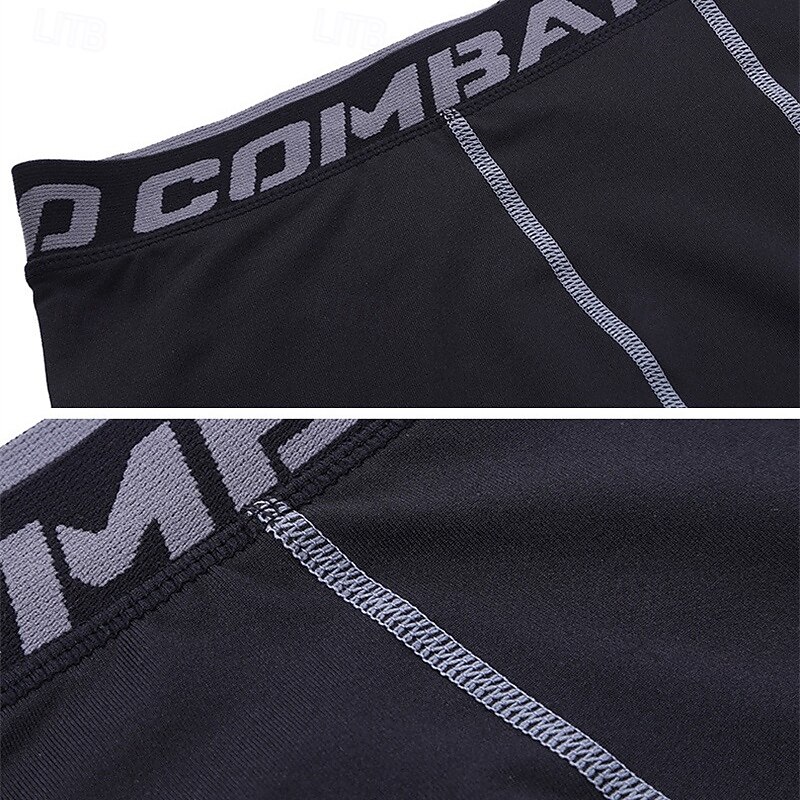 Men's Tracksuit Jogging Suit 2 Piece Solid Colored Base Layer Compression Shirt and Pants Athletic Clothing Set Spring Gray Black Black Gym Workout Jogging Running Soft Breathable Long Sleeve Sport4