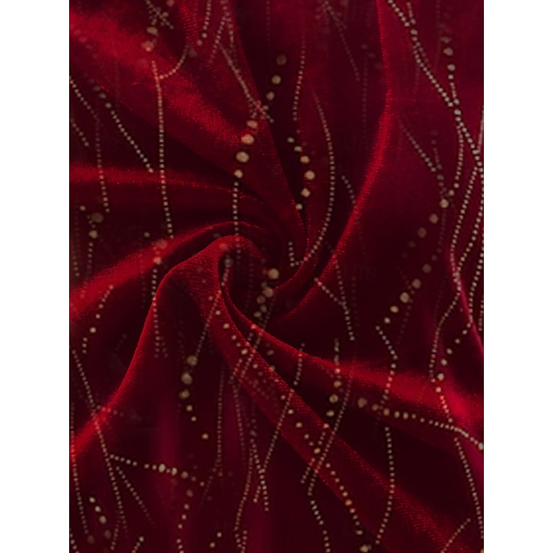 Women's Off-Shoulder Sequin Cocktail Dress Burgundy Three-Quarter Sleeve Sweetheart Neckline Flared Skirt Evening Party A-Line Dress Winter Fall Festive Glamour3