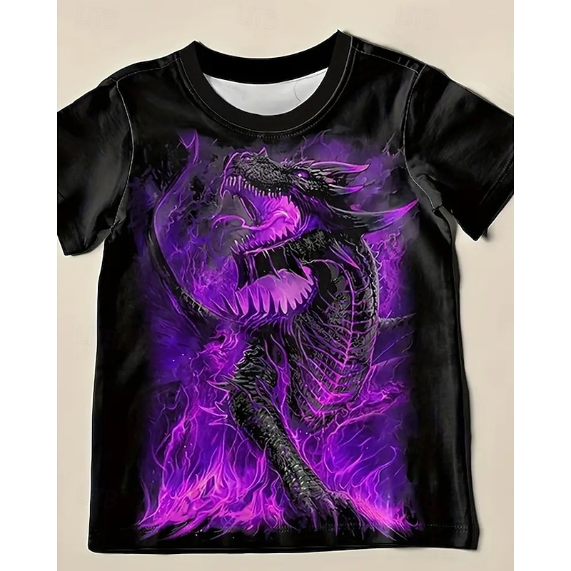 Boys 3D Graphic Animal Dragon T shirt Tee Short Sleeve Summer Spring Fashion Basic Kids 4-12 Years Crew Neck Outdoor Casual Daily Regular Fit