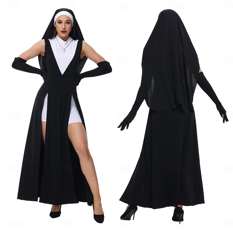Nun Halloween Dress Party Costume Career Costumes Sexy Costume Adults' Women's Halloween Carnival Party Easy Halloween Costumes Dress Up4
