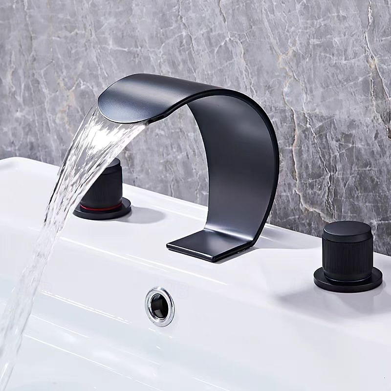 Bathroom Sink Faucet - Widespread Electroplated Widespread Single Handle Two HolesBath Taps3