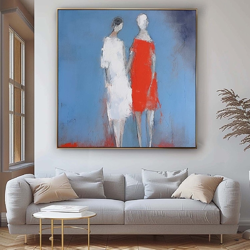 Oil painting handmade Hugging Couple lovers oil painting - Hand Painted Impressionist Paris Lovers Oil Painting On Canvas Palette Knife Art oil paintings best gift for living room artwork3