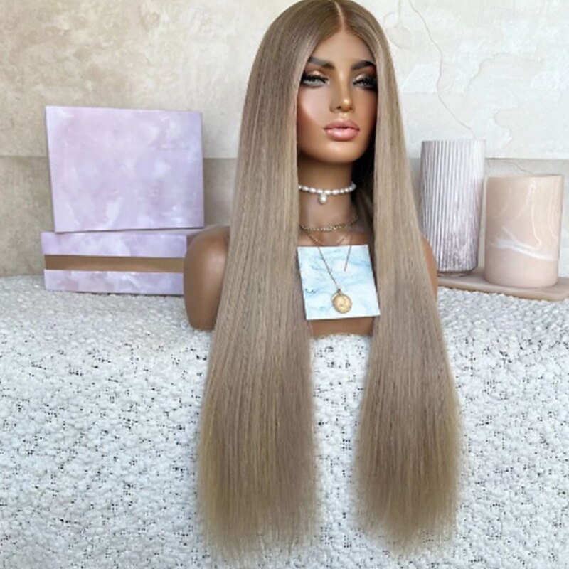 Remy Human Hair 13x4 Lace Front Wig Middle Part Brazilian Hair Straight Multi-color Wig 130% 150% Density Ombre Hair Highlighted / Balayage Hair Glueless For Women Long Human Hair Lace Wig4