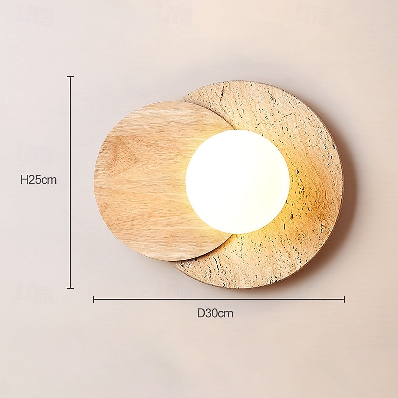 LED Indoor Wall Light 30cm 1-Light Wood Glass Ball Shade Wall Light Modern Bedroom Bedside Wall Sconce Simple Corridor Stairwell G9 Wall Mounted Lamp for Living Room Study Corridor Dining Room Balcony 85-265V2