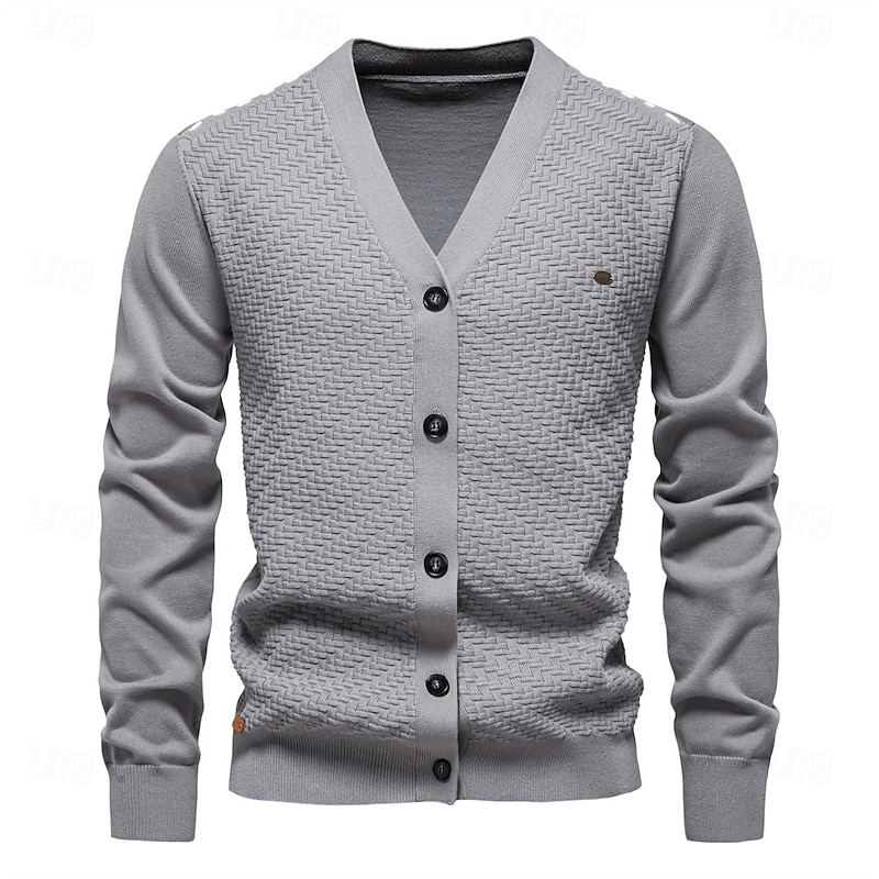 Mens New V Neck Button up Cotton Cardigan Sweaters Casual Social Knit Sweater Cardigans for Men