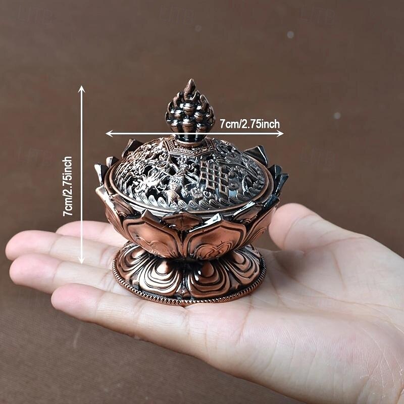 Metal Lotus Incense Burner, Perfect For Dining Room, Bedroom, Bathroom & Home Decor3