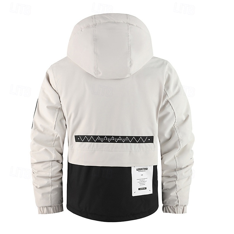 Men's Outdoor Jacket Winter Coat Raincoat Pocket Waterproof Polyster Daily Wear Date Vacation Regular Fashion Casual Comfortable Thermal Warm Waterproof Fall & Winter Solid / Plain Color Blue Orange3