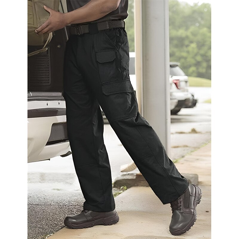 Men's Cargo Pants Tactical Pants Trousers Elastic Waist Multi Pocket Straight Leg Plain Comfort Soft Full Length Outdoor Daily Going out Fashion Streetwear Black Green2