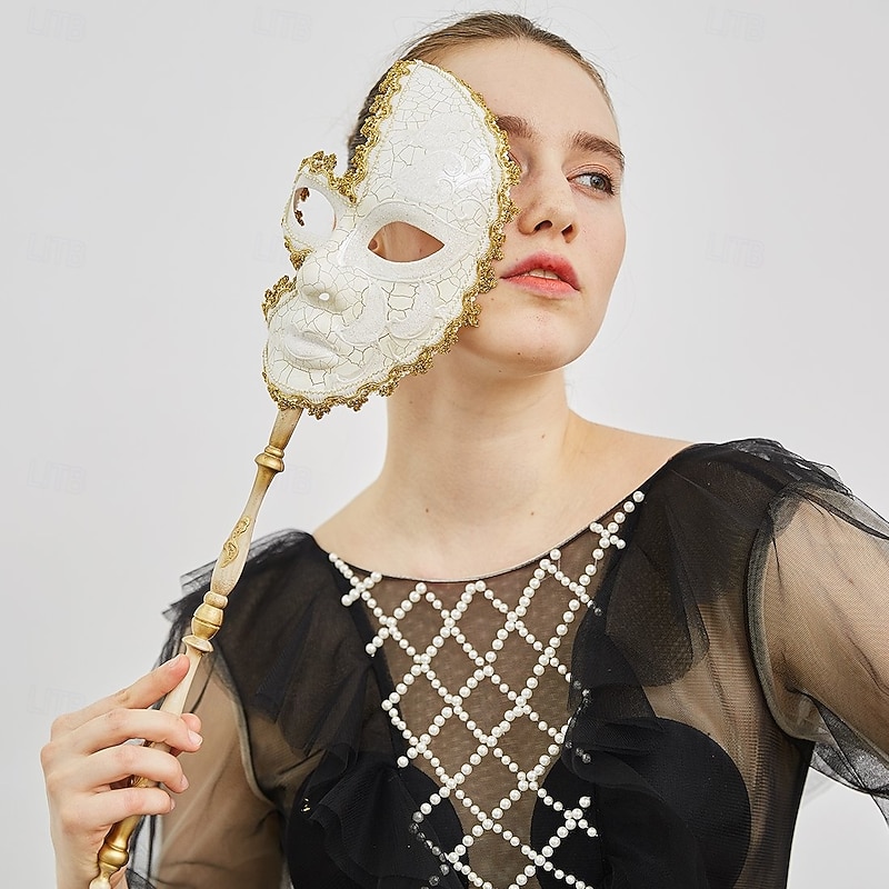 Halloween Mask Venetian Mask Mask On a Stick Carnival Mask Adults' Women's Halloween Carnival Mardi Gras Party Evening Wear Masquerade Prom Easy Halloween Costumes Dress Up2