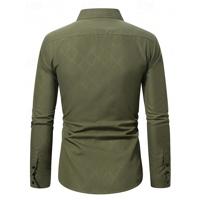 Men's Shirt Dress Shirt Button Up Shirt Plaid Wedding Party Red Green Gray Long Sleeve Lapel Spring &  Fall Clothing Apparel3