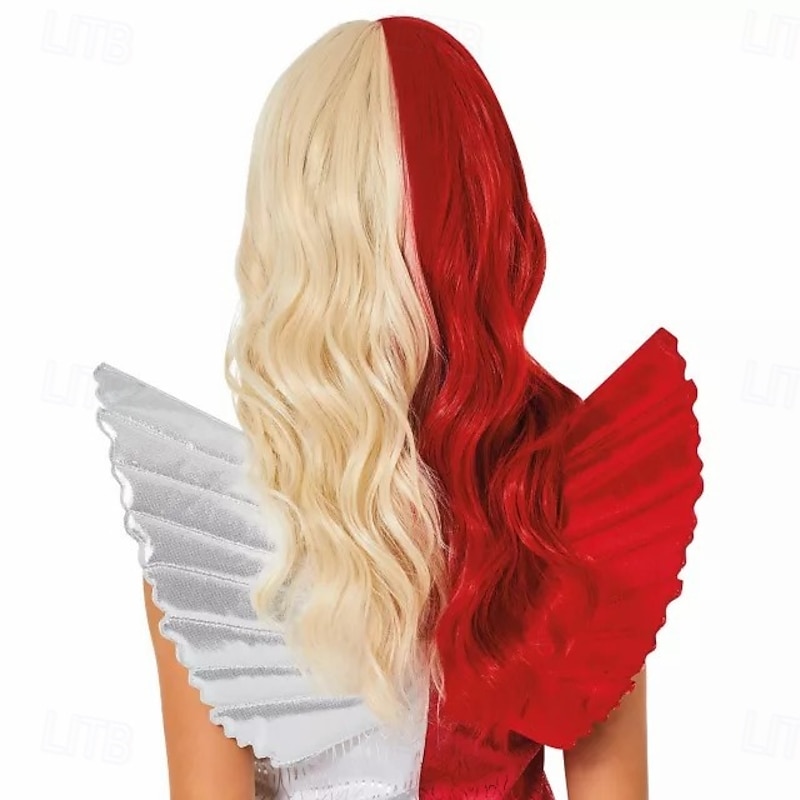Kids Heat Resistant Angel Devil Split Wig Halloween Cosplay Party Wigs2