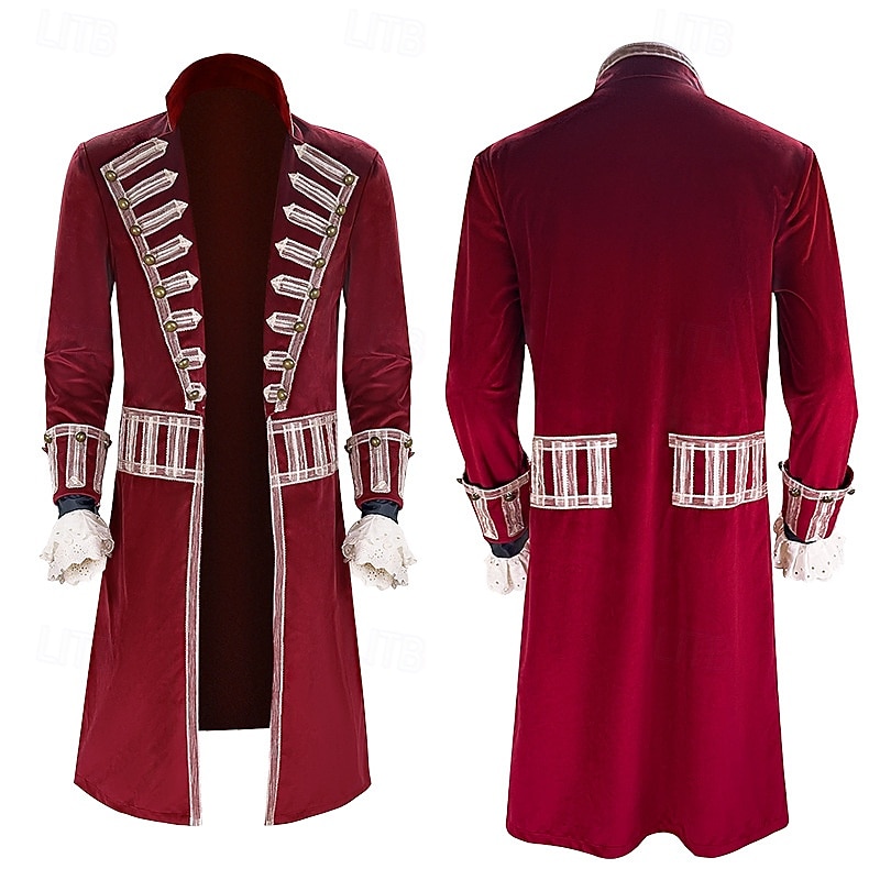 Captain Hook Coat Rococo Medieval Movie Cosplay for Men's Adults' Masquerade Party3