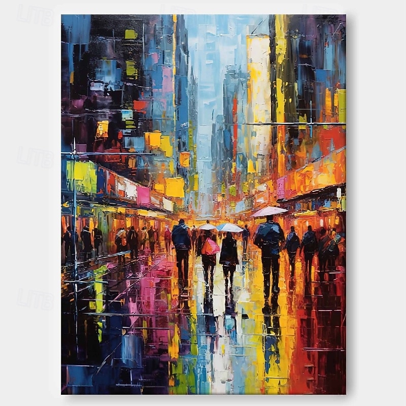 Abstract City Painting handmade Urban Art Painting hand painted City Skyline Painting New York Skyline painting New York lovers oil paintings Wall Art Golden Black Abstract Painting
