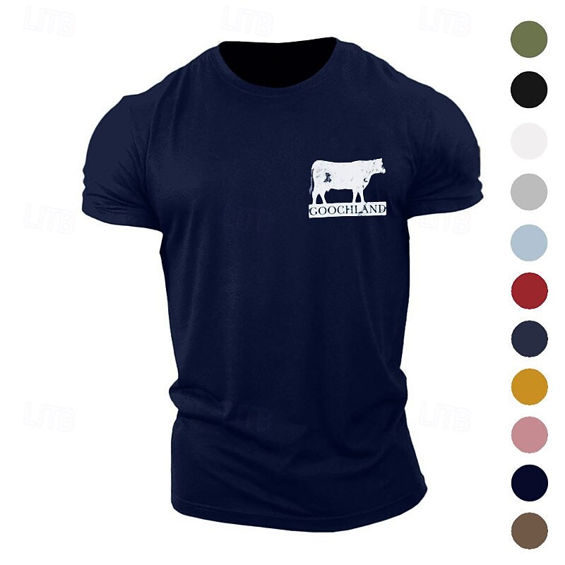 Men's Animal Cow Graphic Prints T shirt Graphic Tee Casual Style Classic Style Tee Top Short Sleeve T shirt Crew Neck Shirt Fashion Designer Classic Outdoor Street Sport Light Blue Black Pink Summer