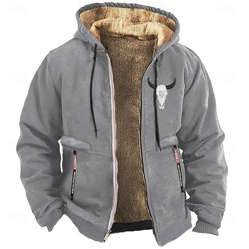 Men's Ox Cowboy Sweatshirt Long Sleeve Sweatshirts  Hooded Vintage Western Style Vacation Streetwear Fall & Winter Black Brown Green Clothing Apparel Designer Graphic Print S M L XL XXL XXXL3