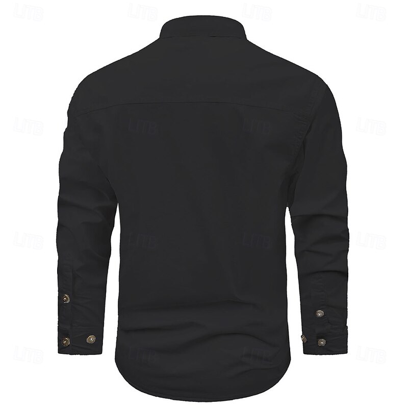 Men's Deer Work Shirt Western Shirt Cargo Shirt Long Sleeve Casual Tactical Sports & Outdoor Camping & Hiking Going out Winter Spring &  Fall Fold-over Collar Print Black Army Green off-white2