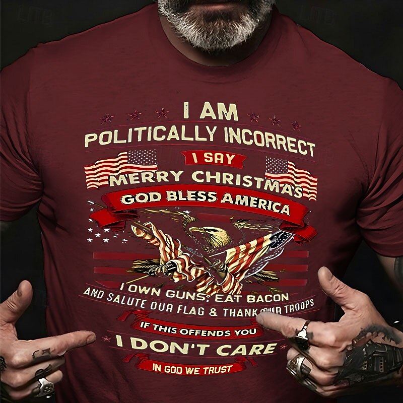 Veterans Day Men's Patriot Patriotic Veteran Graphic Prints Eagle National Flag T shirt Graphic Tee Cotton Short Sleeve Graphic Shirt Heather Gray Wine Blue Comfortable Tee Street Vacation Fashion