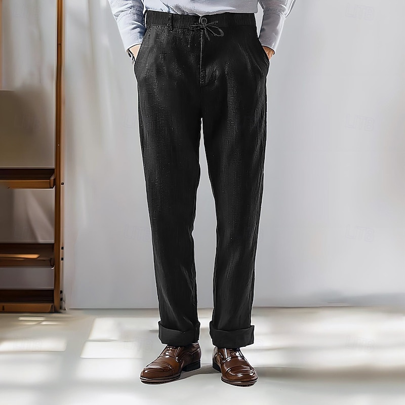 Men's 100% Linen Suits Linen Blazer Formal Wedding Party Lined Daily Coats / Jackets Spring &  Fall Linen Solid Color Button Pocket Comfy Open Front Blazer Navy Blue4