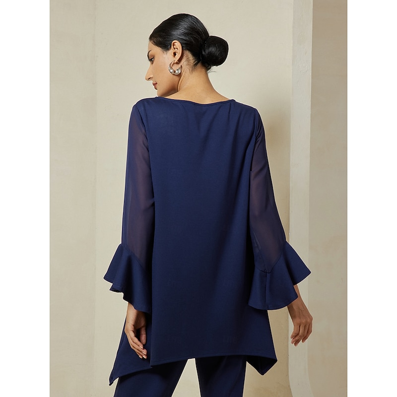 Modal Patchwork Flare Cuff Knitwear Blouse4