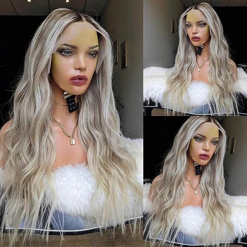 Remy Human Hair 13x4 Lace Front Wig Middle Part Brazilian Hair Wavy Multi-color Wig 130% 150% Density with Baby Hair Ombre Hair Highlighted / Balayage Hair Glueless For Women Long Human Hair Lace Wig