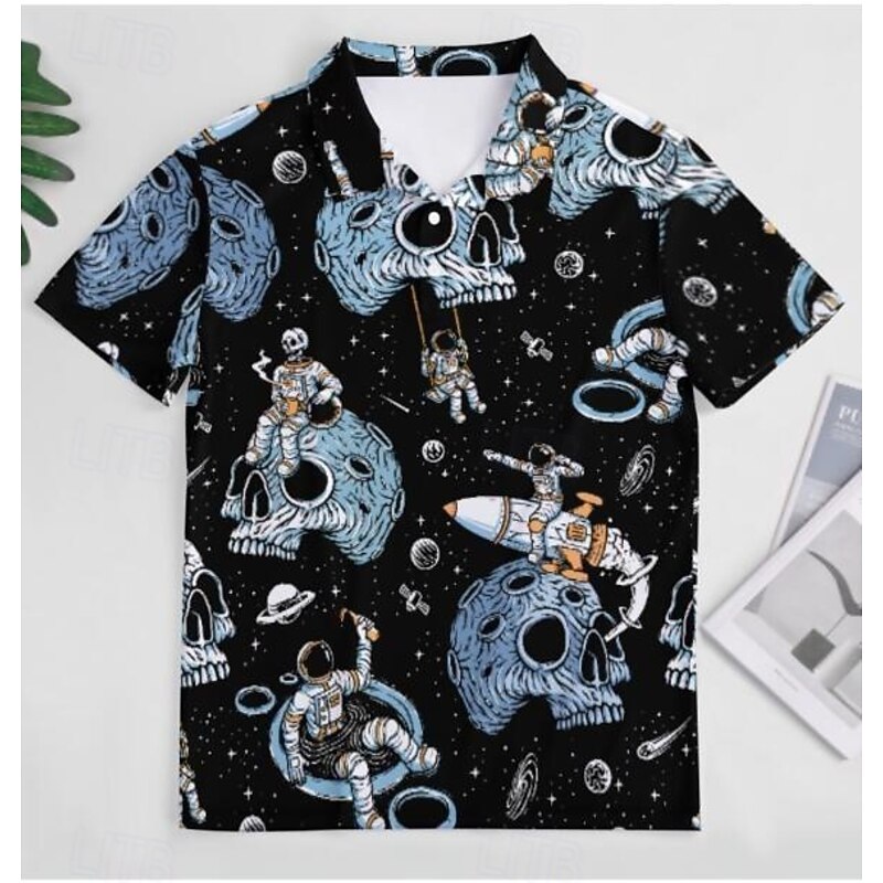 Halloween Skeleton Skull Pumpkin Hawaiian Shirts Aloha Shirt Print Halloween For Men's Adults' Halloween Carnival Masquerade 3D Print Party Halloween3