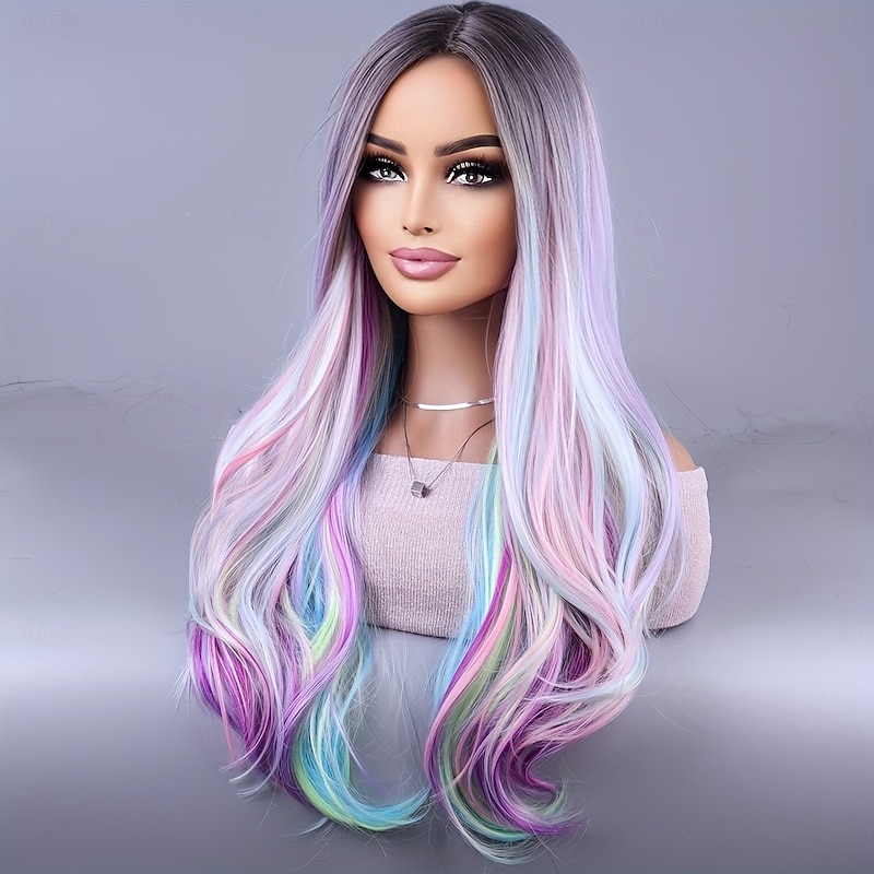 Long Wavy Coily Wig - Heat Resistant Rose Net Cap Natural Synthetic Curly Hair for Everyday Cosplay Sassy Theme Wig4