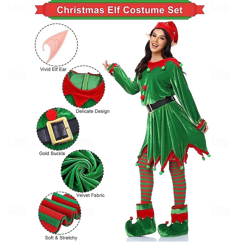 Elf Fancy Christmas Dress Santa Suits Cosplay Costumes Men's Women's Boys' Girls' Christmas Kid's Adults' Christmas New Year Christmas Eve Christmas New Year Eve Costume4