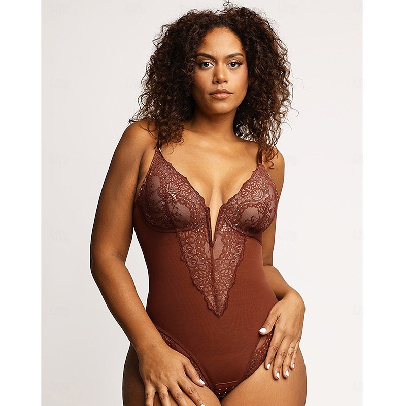 Women's Lace Shapewear Nightwear - Nylon Spandex Solid Colored Home Outfits 8