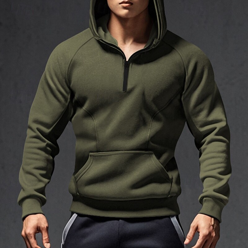 Men's Hoodie Quarter Zip Hoodie Tactical Hoodie Black Army Green Navy Blue Dark Gray Hooded Plain Pocket Sports & Outdoor Daily Holiday Polyester Streetwear Cool Casual Winter Spring &  Fall Clothing