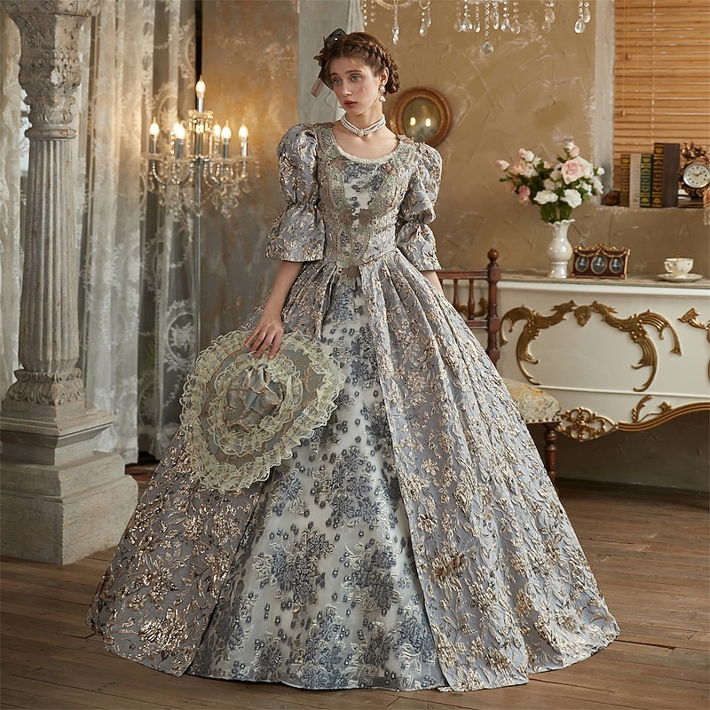 Rococo Victorian Vintage Inspired Dress Cosplay Wigs Party Costume Princess Shakespeare Solid Color Ball Gown Fancy Dress Women's Royal Christmas Halloween Carnival Party Evening Party Masquerade2