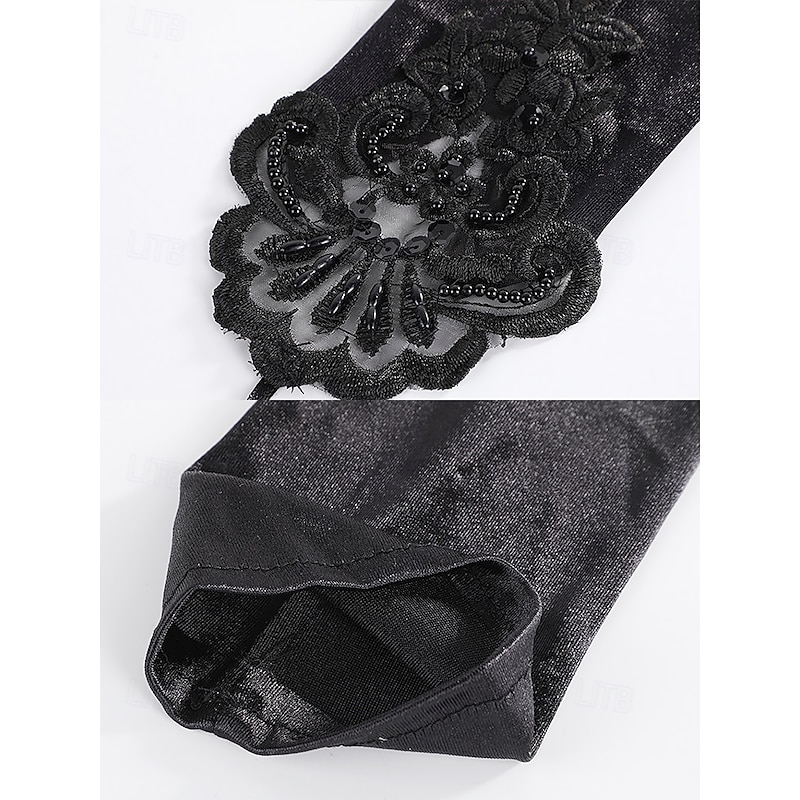 Vintage Flapper Costume Accessory Set – 1920s Gatsby Headband, Long Gloves, Earrings, Pearl Necklace, and Cigarette Holder for Themed Parties & Cosplay4