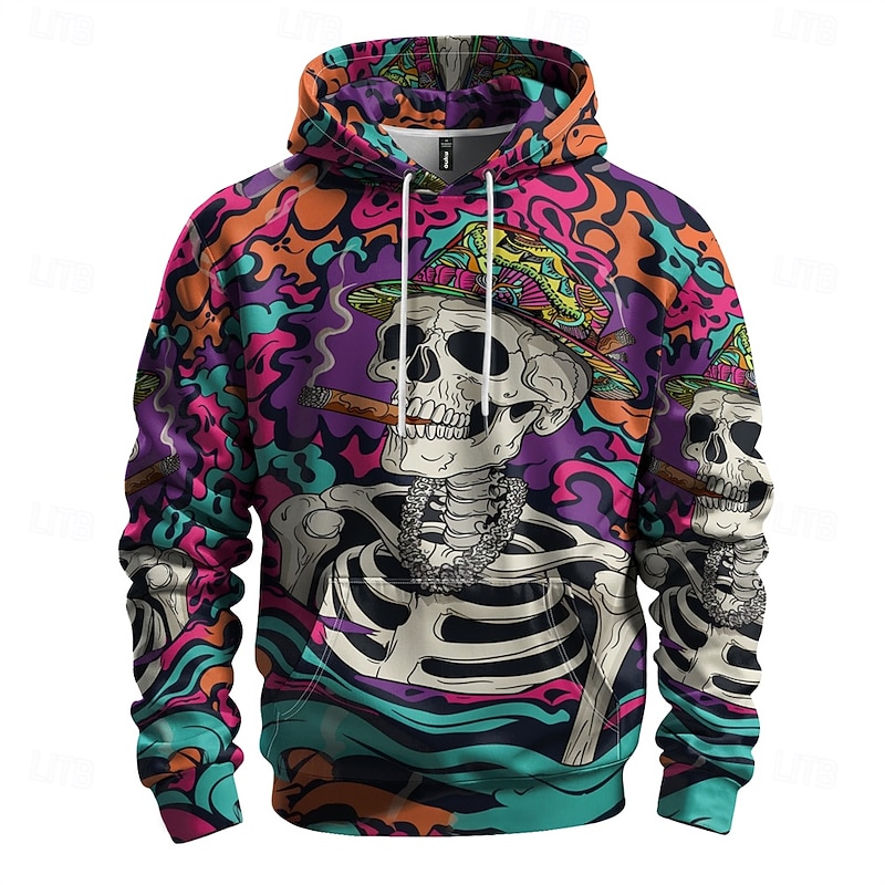 Men's Graphic Grim Reaper Dark Hoodie Hoodies Sweatshirt Vacation Daily Long Sleeve Hooded Vacation Sports Outdoor Going out Purple Printing Winter Spring &  Fall Designer2