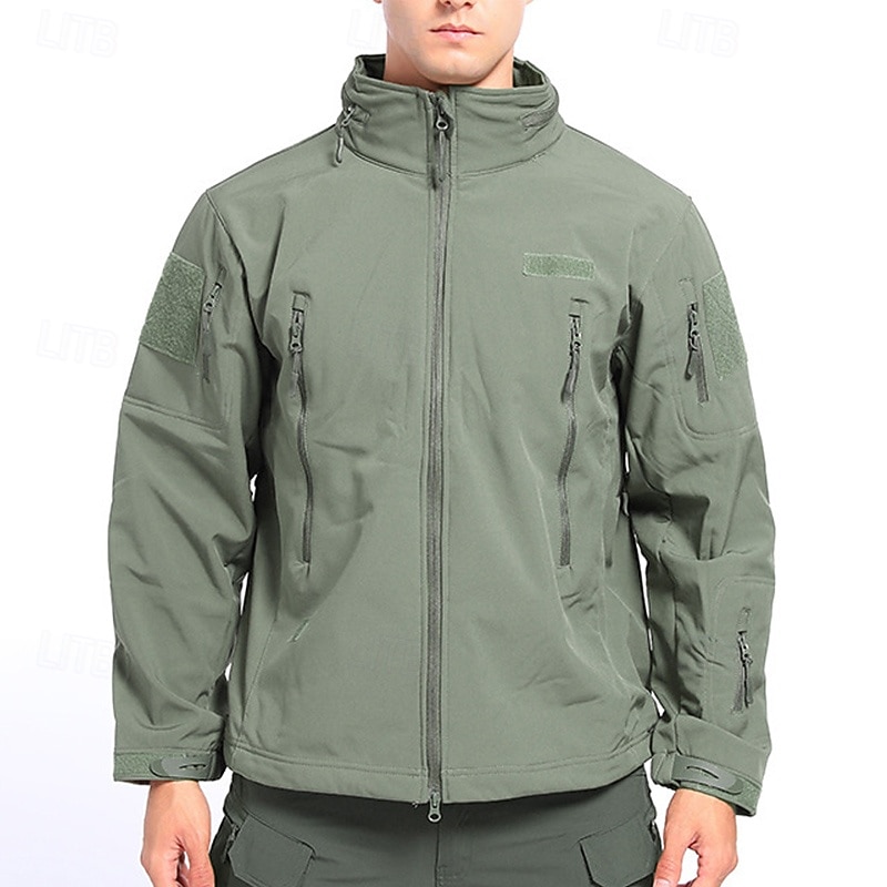 Men's Outdoor Jacket Softshell Jacket Hiking Jacket Hiking Fleece Jacket Winter Outdoor Thermal Warm Fleece Lining Waterproof Windproof Fleece Jackets Warm Tactical Jacket Full Zip Climbing Camping2