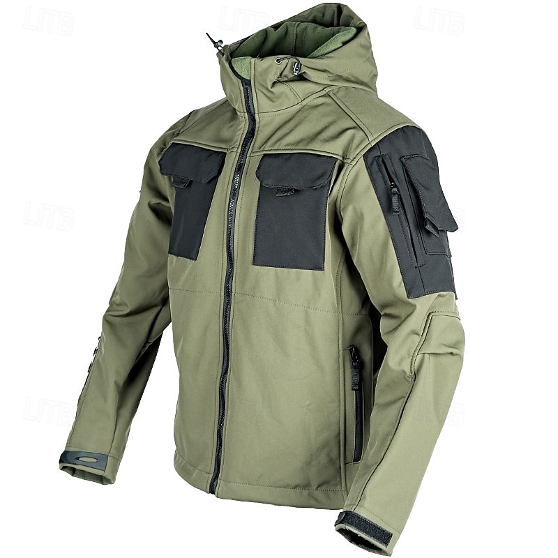 Men's Military Tactical Jacket Combat Jacket Hiking Jacket Outdoor Patchwork Waterproof Windproof Jacket Climbing Camping / Hiking / Caving Traveling Army Green Green Khaki