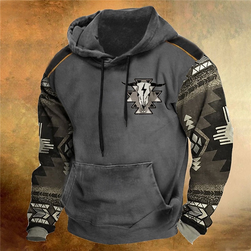 Men's Bohemian Style Graphic Prints Hoodie Hoodies Sweatshirt Streetwear Designer Long Sleeve Hooded Daily Sports Brown Coffee Print Spring &  Fall Designer2