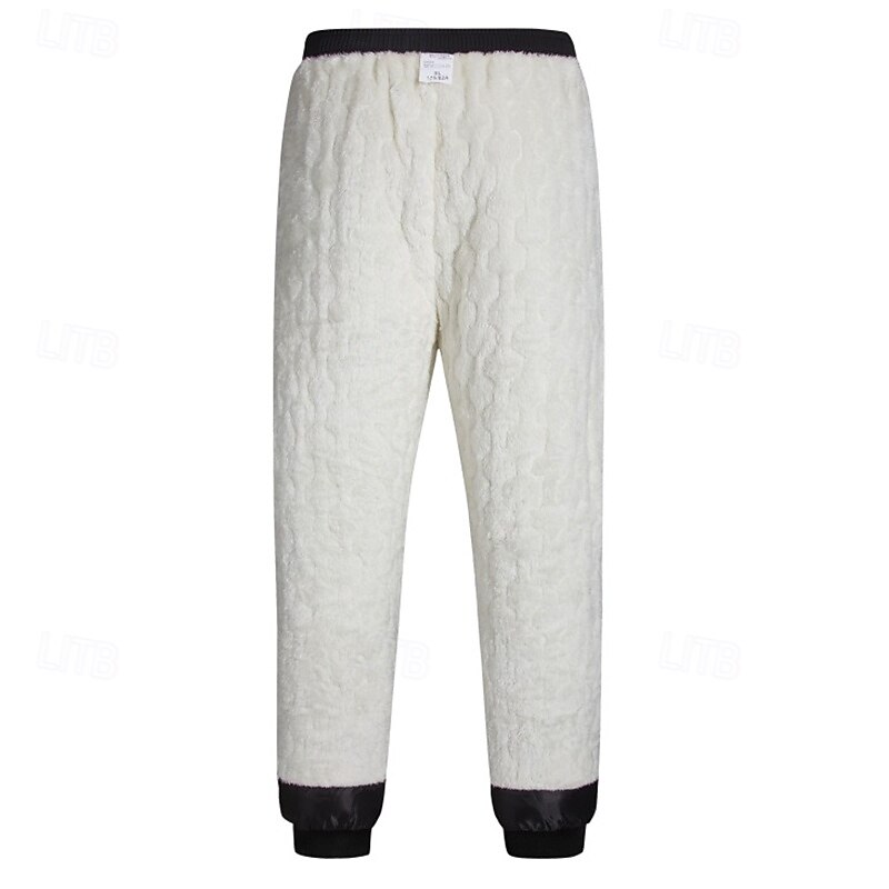 Men's Sherpa Dress Pants Fleece Pants Trousers Suit Pants Pocket Elastic Waist Straight Leg Plain Comfort Warm Full Length Business Casual Daily Fashion Streetwear Black Blue 14