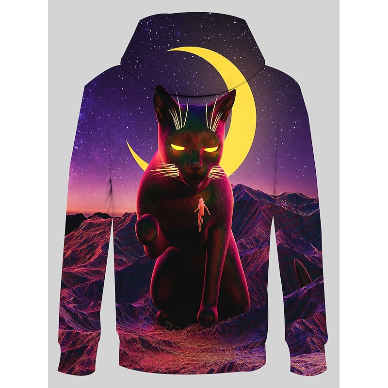 Cat Hoodie Pullover Halloween 3D Front Pocket Graphic For Couple's Men's Women's Adults' Halloween Carnival Masquerade 3D Print Party Casual Daily4