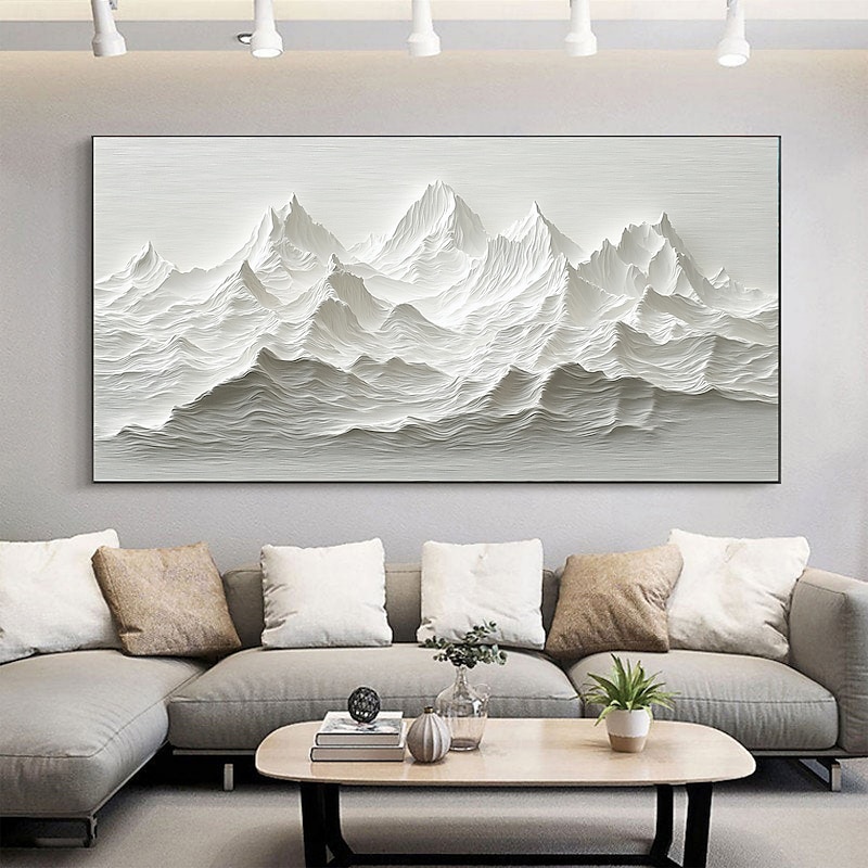 Handmade Original Snow Mountain Oil Painting On Canvas  Abstract Texture Winter Landscape Wall Art for Home Decor With Stretched Frame/Without Inner Frame Painting3