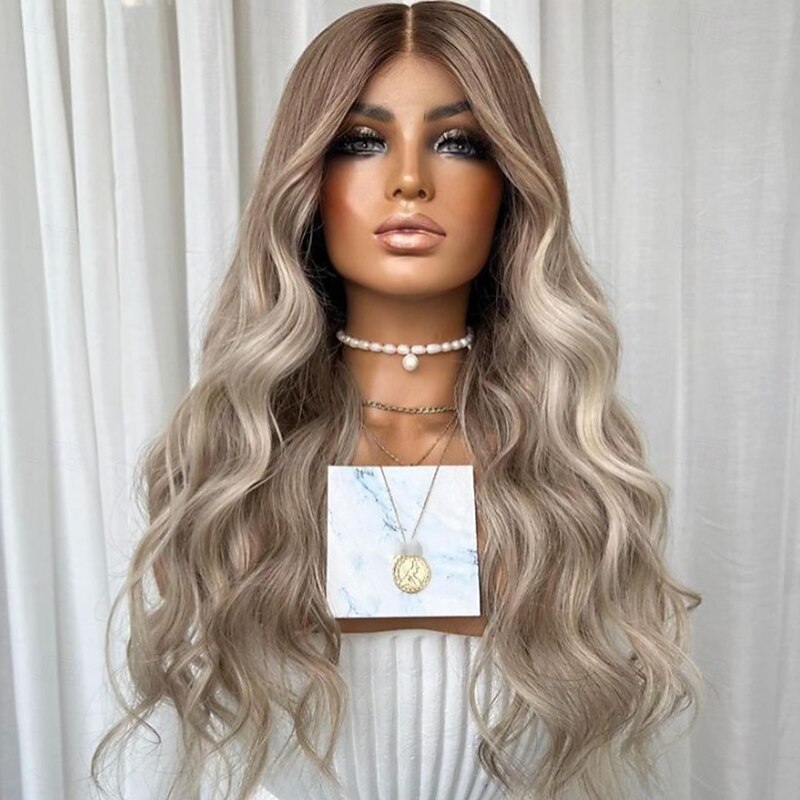 Remy Human Hair 13x4 Lace Front Wig Free Part Eurasian Hair Wavy Multi-color Wig 130% 150% Density Ombre Hair Highlighted / Balayage Hair 100% Virgin Glueless For Women Long Human Hair Lace Wig3
