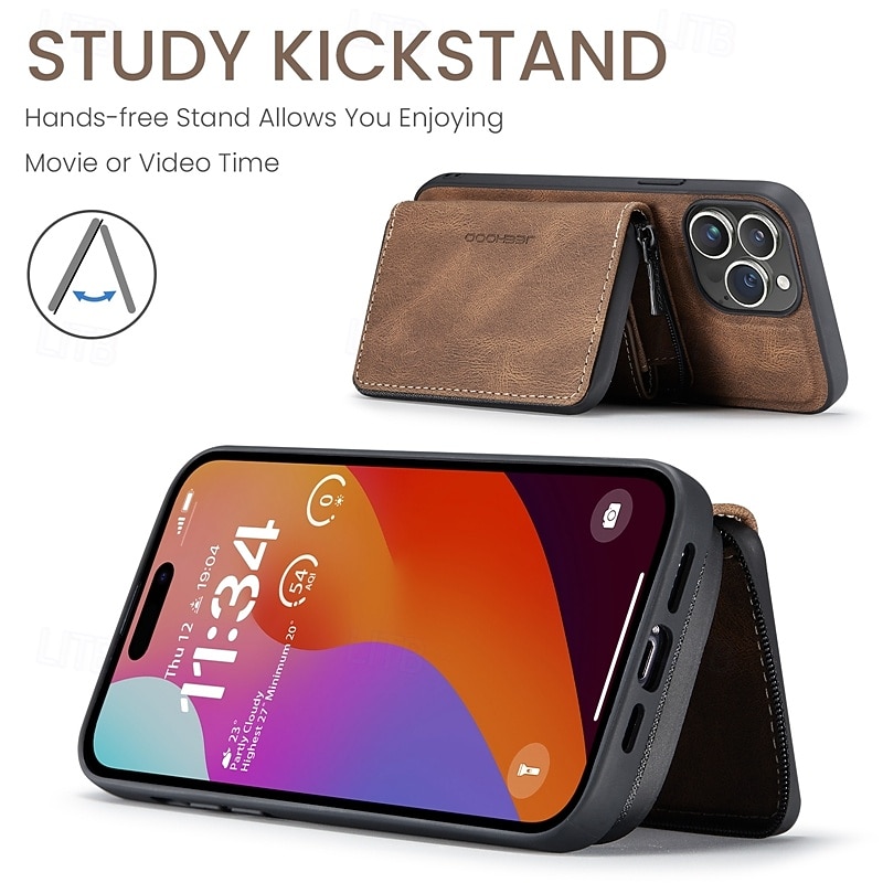 Phone Case For iPhone 17 Pro Max 17 Air 16 15 14 Pro Max Plus 13 12 11 Pro Max Mini Back Cover Wallet Case with Stand Holder Detachable Magnetic Retro TPU PC PU Leather4