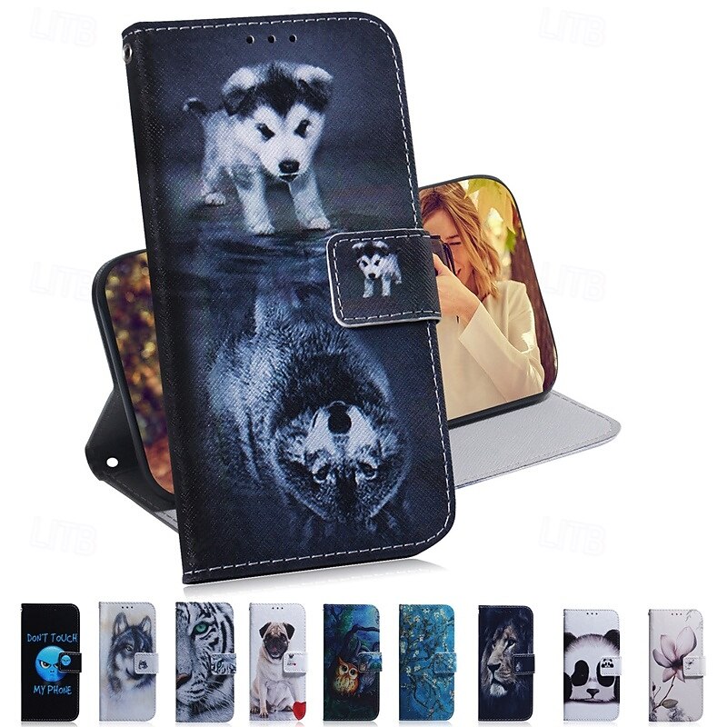 Phone Case For iPhone 17 Pro Max 17 Air 16 15 14 Pro Max Plus 13 12 11 Pro Max Mini Back Cover with Stand Holder Magnetic Card Slot Tiger Retro TPU PU Leather