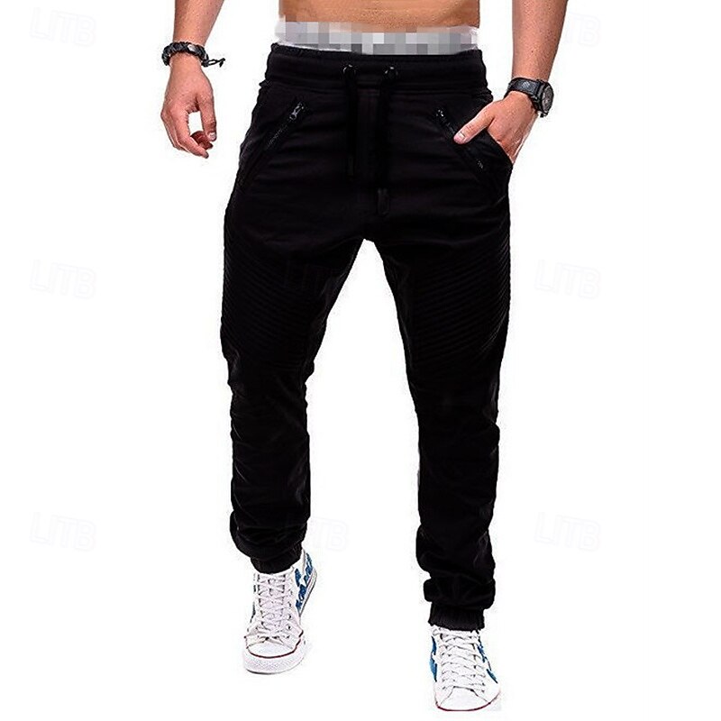Men's Sweatpants Joggers Jogging Pants Sports Pants Drawstring Elastic Waist Plain Comfort Sports Outdoor Casual Black Navy Blue Micro-elastic4