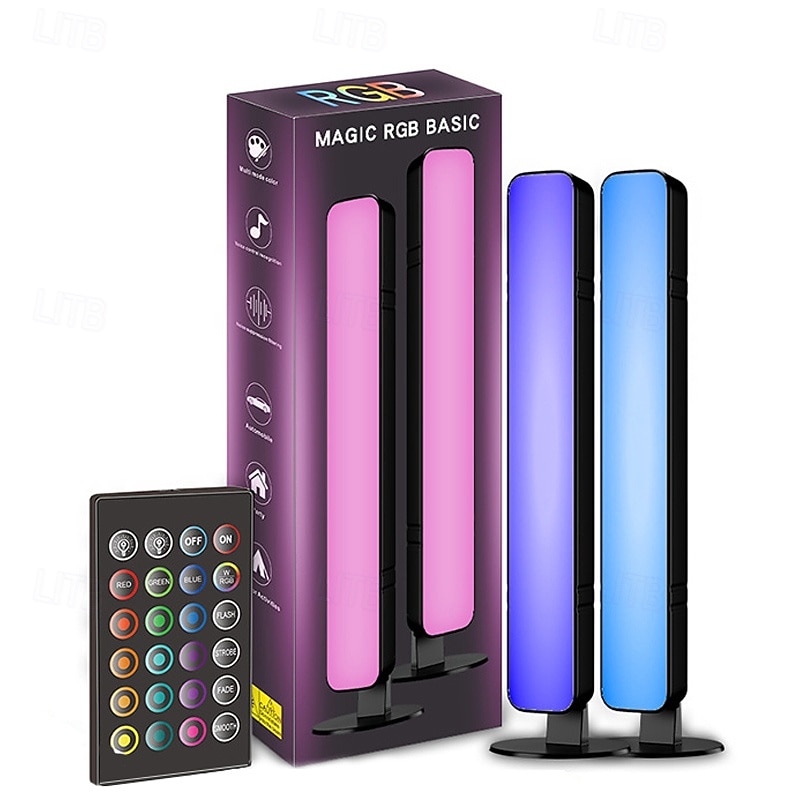 LED Smart Light Bar with Control Ambiance Mood Lighting Bedroom Atmosphere Lamp Electric Competition Computer Pickup Atmosphere Lamp IR Remote Control USB 2 Packs